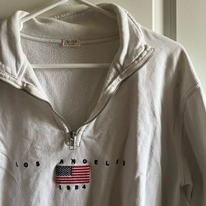 J Galt/ Brandy Melville white Los Angeles quarter zip